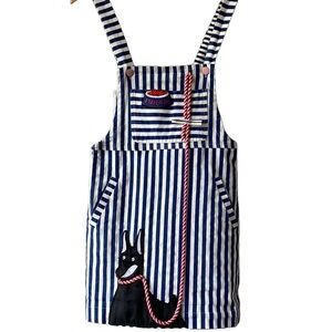 Kikot Prorsum Blue and White Striped Overalls with Dog